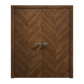 Interior Solid French Double Doors 48 x 96 inches | Ego 5005 Natural Oak | Wood Interior Solid Panel Frame | Closet Bedroom Modern Doors EGO Cognac Oak