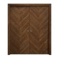 Sliding French Double Pocket Doors 36 x 80 inches | Ego 5005 Painted White Oak | Kit Rail Hardware | Solid Wood Interior Bedroom Modern Doors EGO Cognac Oak