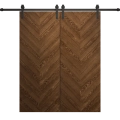 Modern Double Barn Door 36 x 80 inches | Ego 5005 Natural Oak | 13FT Rail Track Set | Solid Panel Interior Doors EGO Cognac Oak