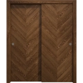 Sliding Closet Bypass Doors 36 x 80 inches | Ego 5005 Natural Oak | Rails Hardware Set | Wood Solid Bedroom Wardrobe Doors EGO Cognac Oak
