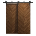 Sliding Closet Barn Bypass Doors 60 x 80 inches | Ego 5005 Marble Oak | Modern 6.6ft Rails Hardware Set | Wood Solid Bedroom Wardrobe Doors EGO Cognac Oak