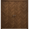Sliding Closet Double Bi-fold Doors 72 x 80 inches | Ego 5005 Natural Oak | Sturdy Tracks Moldings Trims Hardware Set | Wood Solid Bedroom Wardrobe Doors EGO Cognac Oak