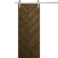 Modern Barn Door 18 x 80 inches | Ego 5005 Marble Oak | 6.6FT Silver Rail Track Heavy Hardware Set | Solid Panel Interior Doors EGO Marble Oak
