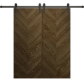 Modern Double Barn Door 36 x 80 inches | Ego 5005 Natural Oak | 13FT Rail Track Set | Solid Panel Interior Doors EGO Marble Oak