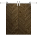 Modern Double Barn Door 36 x 80 inches | Ego 5005 Painted White Oak | 13FT Silver Rail Track Set | Solid Panel Interior Doors EGO Marble Oak