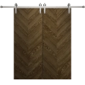 Modern Double Barn Door 36 x 84 inches | Ego 5005 Painted White Oak | 13FT Silver Rail Track Set | Solid Panel Interior Doors EGO Marble Oak