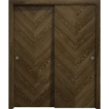 Sliding Closet Bypass Doors 36 x 80 inches | Ego 5005 Natural Oak | Rails Hardware Set | Wood Solid Bedroom Wardrobe Doors EGO Marble Oak