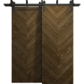 Sliding Closet Barn Bypass Doors 36 x 80 inches | Ego 5005 Marble Oak | Modern 6.6ft Rails Hardware Set | Wood Solid Bedroom Wardrobe Doors EGO Marble Oak