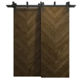 Sliding Closet Barn Bypass Doors 60 x 80 inches | Ego 5005 Marble Oak | Modern 6.6ft Rails Hardware Set | Wood Solid Bedroom Wardrobe Doors EGO Marble Oak