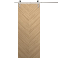Modern Barn Door 18 x 80 inches | Ego 5005 Marble Oak | 6.6FT Silver Rail Track Heavy Hardware Set | Solid Panel Interior Doors EGO Natural Oak