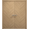 Interior Solid French Double Doors 36 x 80 inches | Ego 5005 Natural Oak | Wood Interior Solid Panel Frame | Closet Bedroom Modern Doors EGO Natural Oak