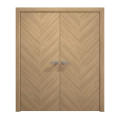 Interior Solid French Double Doors 48 x 96 inches | Ego 5005 Natural Oak | Wood Interior Solid Panel Frame | Closet Bedroom Modern Doors EGO Natural Oak