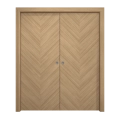 Sliding French Double Pocket Doors 56 x 80 inches | Ego 5005 Natural Oak | Kit Rail Hardware | Solid Wood Interior Bedroom Modern Doors EGO Natural Oak