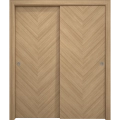 Sliding Closet Bypass Doors 36 x 80 inches | Ego 5005 Natural Oak | Rails Hardware Set | Wood Solid Bedroom Wardrobe Doors EGO Natural Oak