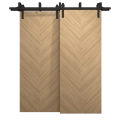 Sliding Closet Barn Bypass Doors 60 x 80 inches | Ego 5005 Marble Oak | Modern 6.6ft Rails Hardware Set | Wood Solid Bedroom Wardrobe Doors EGO Natural Oak
