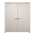 Interior Solid French Double Doors 48 x 96 inches | Ego 5005 Natural Oak | Wood Interior Solid Panel Frame | Closet Bedroom Modern Doors EGO Painted White Oak