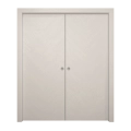Sliding French Double Pocket Doors 56 x 80 inches | Ego 5005 Natural Oak | Kit Rail Hardware | Solid Wood Interior Bedroom Modern Doors EGO Painted White Oak