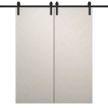 Modern Double Barn Door 36 x 80 inches | Ego 5005 Natural Oak | 13FT Rail Track Set | Solid Panel Interior Doors EGO Painted White Oak