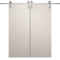 Modern Double Barn Door 36 x 80 inches | Ego 5005 Painted White Oak | 13FT Silver Rail Track Set | Solid Panel Interior Doors EGO Painted White Oak