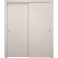 Sliding Closet Bypass Doors 36 x 80 inches | Ego 5005 Natural Oak | Rails Hardware Set | Wood Solid Bedroom Wardrobe Doors EGO Painted White Oak