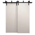Sliding Closet Barn Bypass Doors 60 x 80 inches | Ego 5005 Marble Oak | Modern 6.6ft Rails Hardware Set | Wood Solid Bedroom Wardrobe Doors EGO Painted White Oak