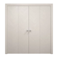 Sliding Closet Double Bi-fold Doors 96 x 96 inches | Ego 5005 Natural Oak | Sturdy Tracks Moldings Trims Hardware Set | Wood Solid Bedroom Wardrobe Doors EGO Painted White Oak