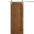 Modern Barn Door 18 x 80 inches | Ego 5006 Cognac Oak Veneer | 6.6FT Silver Rail Track Heavy Hardware Set | Solid Panel Interior Doors EGO Cognac Oak