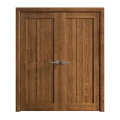 Interior Solid French Double Doors 64 x 84 inches | Ego 5006 Cognac Oak Veneer | Wood Interior Solid Panel Frame | Closet Bedroom Modern Doors EGO Cognac Oak