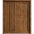 Sliding French Double Pocket Doors 36 x 80 inches | Ego 5006 Cognac Oak Veneer | Kit Rail Hardware | Solid Wood Interior Bedroom Modern Doors EGO Cognac Oak