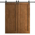 Modern Double Barn Door 36 x 80 inches | Ego 5006 Painted White Oak | 13FT Rail Track Set | Solid Panel Interior Doors EGO Cognac Oak