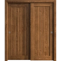 Sliding Closet Bypass Doors 36 x 80 inches | Ego 5006 Painted White Oak | Rails Hardware Set | Wood Solid Bedroom Wardrobe Doors EGO Cognac Oak