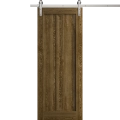 Modern Barn Door 18 x 80 inches | Ego 5006 Cognac Oak Veneer | 6.6FT Silver Rail Track Heavy Hardware Set | Solid Panel Interior Doors EGO Marble Oak