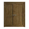 Interior Solid French Double Doors 64 x 84 inches | Ego 5006 Cognac Oak Veneer | Wood Interior Solid Panel Frame | Closet Bedroom Modern Doors EGO Marble Oak