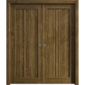 Sliding French Double Pocket Doors 36 x 80 inches | Ego 5006 Cognac Oak Veneer | Kit Rail Hardware | Solid Wood Interior Bedroom Modern Doors EGO Marble Oak