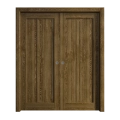 Sliding French Double Pocket Doors 56 x 84 inches | Ego 5006 Cognac Oak Veneer | Kit Rail Hardware | Solid Wood Interior Bedroom Modern Doors EGO Marble Oak