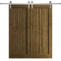 Modern Double Barn Door 36 x 80 inches | Ego 5006 Marble Oak | 13FT Silver Rail Track Set | Solid Panel Interior Doors EGO Marble Oak