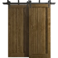 Sliding Closet Barn Bypass Doors 36 x 80 inches | Ego 5006 Cognac Oak Veneer | Modern 6.6ft Rails Hardware Set | Wood Solid Bedroom Wardrobe Doors EGO Marble Oak