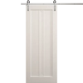 Modern Barn Door 18 x 80 inches | Ego 5006 Cognac Oak Veneer | 6.6FT Silver Rail Track Heavy Hardware Set | Solid Panel Interior Doors EGO Painted White Oak