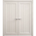Interior Solid French Double Doors 36 x 80 inches | Ego 5006 Cognac Oak Veneer | Wood Interior Solid Panel Frame | Closet Bedroom Modern Doors EGO Painted White Oak