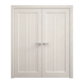 Interior Solid French Double Doors 64 x 84 inches | Ego 5006 Cognac Oak Veneer | Wood Interior Solid Panel Frame | Closet Bedroom Modern Doors EGO Painted White Oak