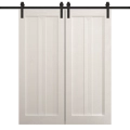 Modern Double Barn Door 36 x 80 inches | Ego 5006 Painted White Oak | 13FT Rail Track Set | Solid Panel Interior Doors EGO Painted White Oak