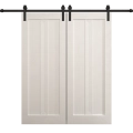 Modern Double Barn Door 72 x 84 inches | Ego 5006 Painted White Oak | 13FT Rail Track Set | Solid Panel Interior Doors EGO Painted White Oak
