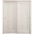 Sliding Closet Bypass Doors 36 x 80 inches | Ego 5006 Painted White Oak | Rails Hardware Set | Wood Solid Bedroom Wardrobe Doors EGO Painted White Oak