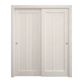 Sliding Closet Bypass Doors 36 x 84 inches | Ego 5006 Painted White Oak | Rails Hardware Set | Wood Solid Bedroom Wardrobe Doors EGO Painted White Oak
