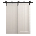 Sliding Closet Barn Bypass Doors 36 x 96 inches | Ego 5006 Cognac Oak Veneer | Modern 6.6ft Rails Hardware Set | Wood Solid Bedroom Wardrobe Doors EGO Painted White Oak