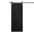 Modern Barn Door 28 x 80 inches | Ego 5010 Painted Black Oak | 6.6FT Rail Track Heavy Hardware Set | Solid Panel Interior Doors EGO Painted Black Oak