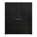 Interior Solid French Double Doors 48 x 96 inches | Ego 5010 Marble Oak | Wood Interior Solid Panel Frame | Closet Bedroom Modern Doors EGO Painted Black Oak