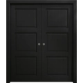 Sliding French Double Pocket Doors 36 x 80 inches | Ego 5010 Painted Black Oak | Kit Rail Hardware | Solid Wood Interior Bedroom Modern Doors EGO Painted Black Oak