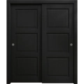 Sliding Closet Bypass Doors 36 x 80 inches | Ego 5010 Marble Oak | Rails Hardware Set | Wood Solid Bedroom Wardrobe Doors EGO Painted Black Oak