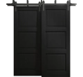 Sliding Closet Barn Bypass Doors 36 x 80 inches | Ego 5010 Painted White Oak | Modern 6.6ft Rails Hardware Set | Wood Solid Bedroom Wardrobe Doors EGO Painted Black Oak